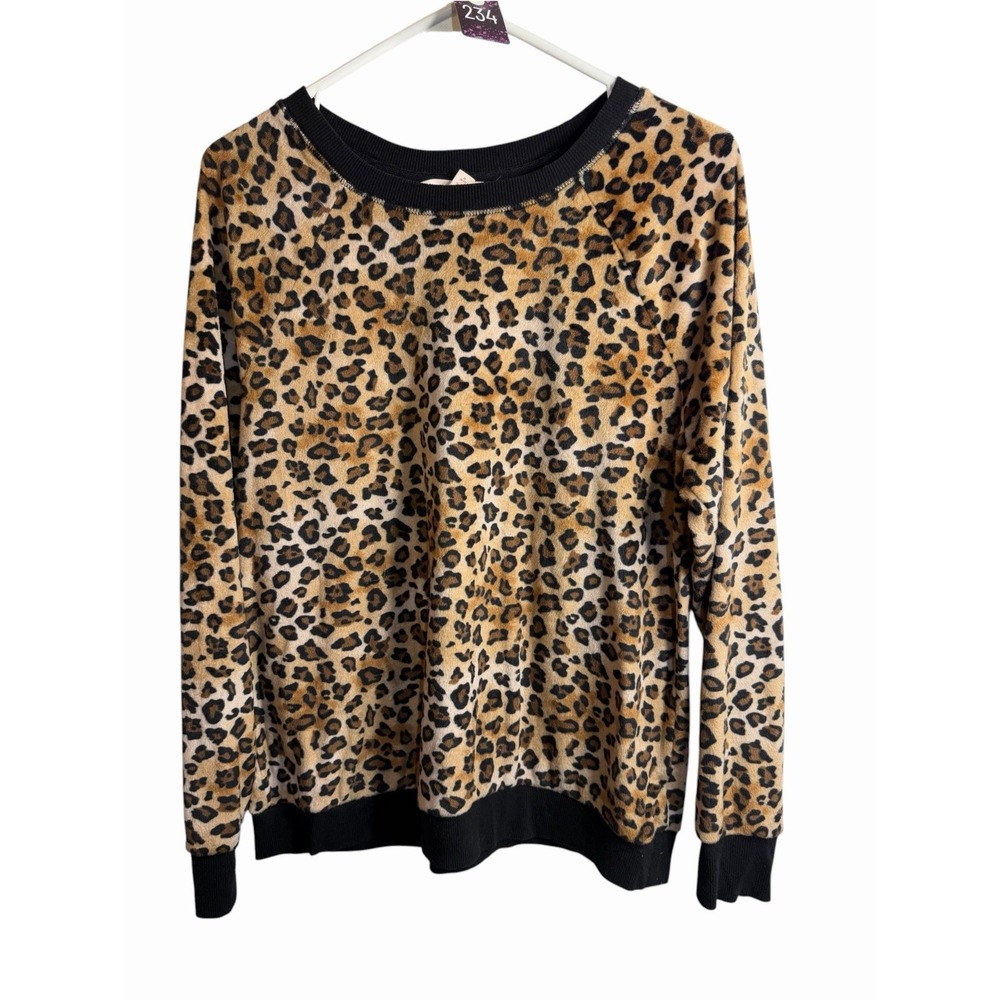 secret treasures womens animal print long sleeve soft shirt size medium 8 10